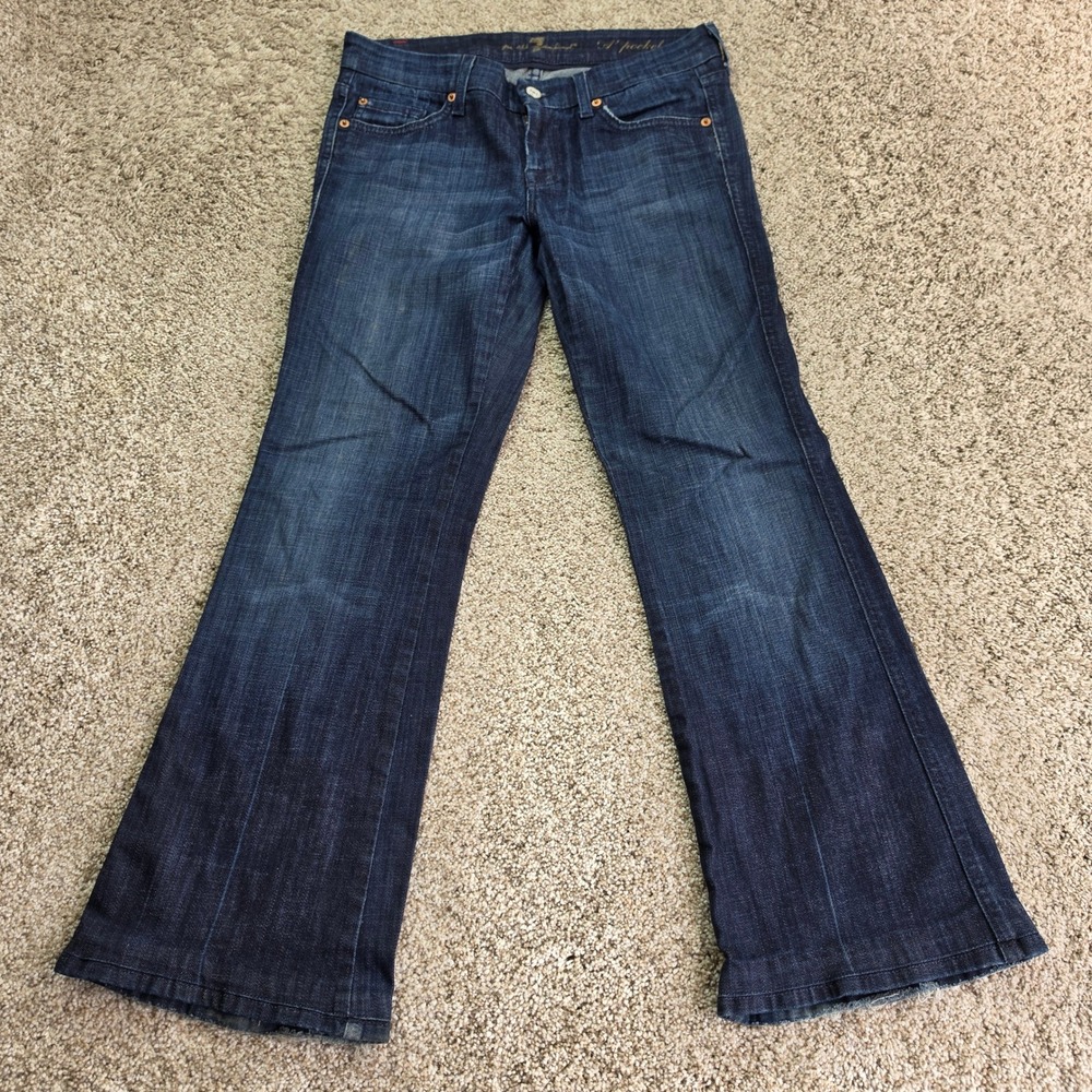 7 For All Mankind A Pocket Womens 26 Dark Wash Cotton Flare Jeans U130B380S-380S